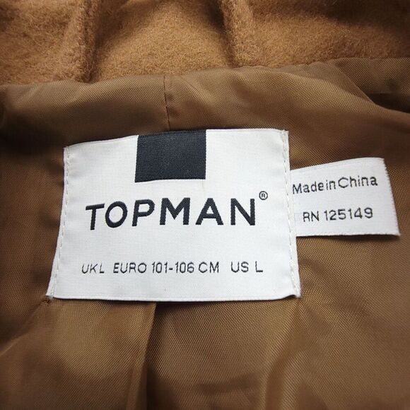 NEW Topman Wool Oversized Button Down Coat Old Money Felted Brown Minimal Large - Picture 2 of 10